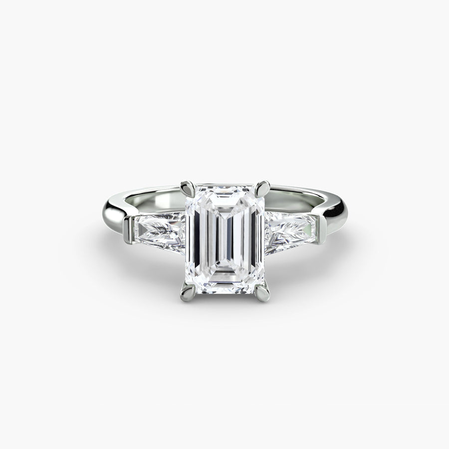 Emerald-cut diamond engagement ring