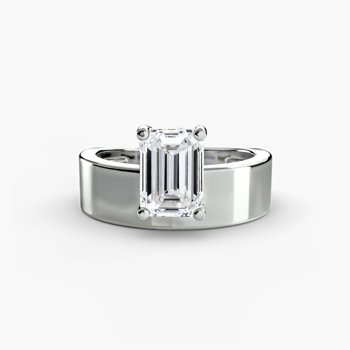 Palermo Havana emerald-cut wide band solitaire engagement ring