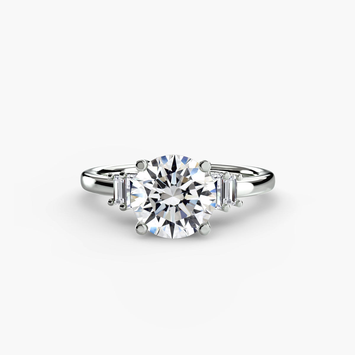 Baguette Engagement Rings featuring Baguette Accent Solitaire