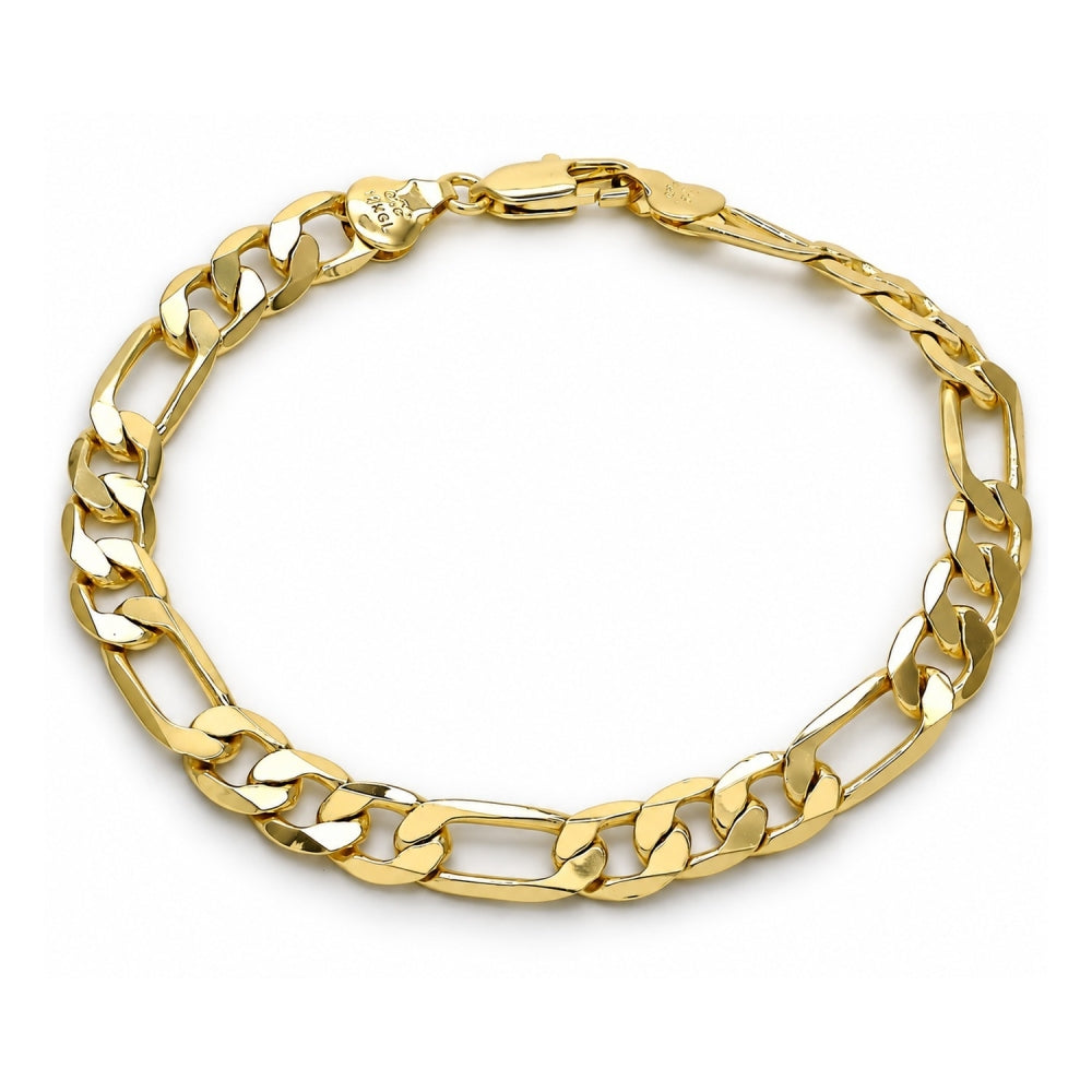 Oro Laminado Basic Bracelet, Gold Filled Style Figaro Design, Polished, Golden Finish