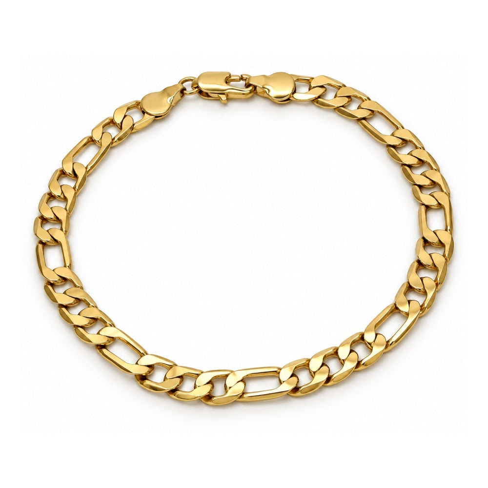 Oro Laminado Basic Bracelet, Gold Filled Style Figaro Design, Polished, Golden Finish