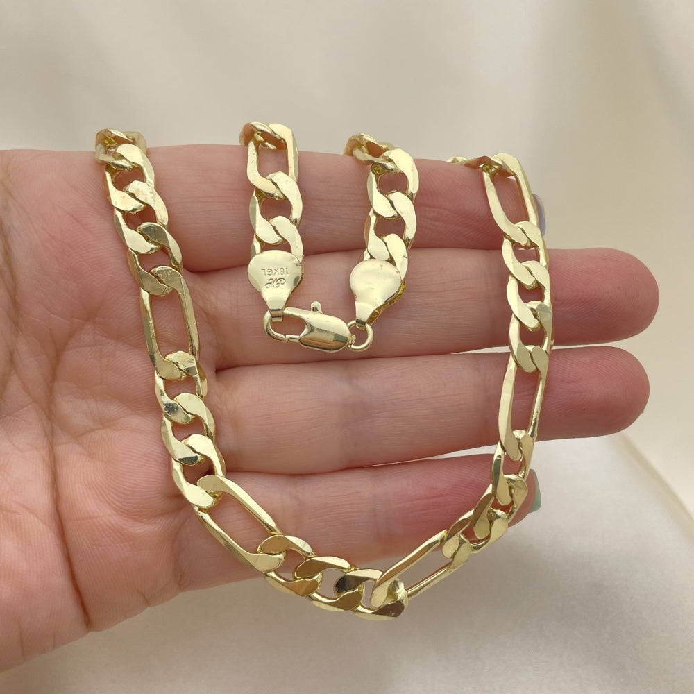 Oro Laminado Basic Necklace, Gold Filled Style Figaro Design, Polished, Golden Finish