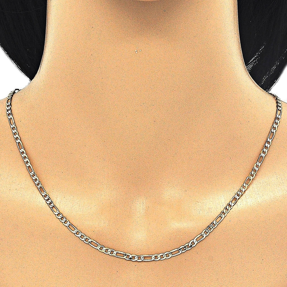 Oro Laminado Basic Necklace, Gold Filled Style Figaro Design, Polished, Golden Finish