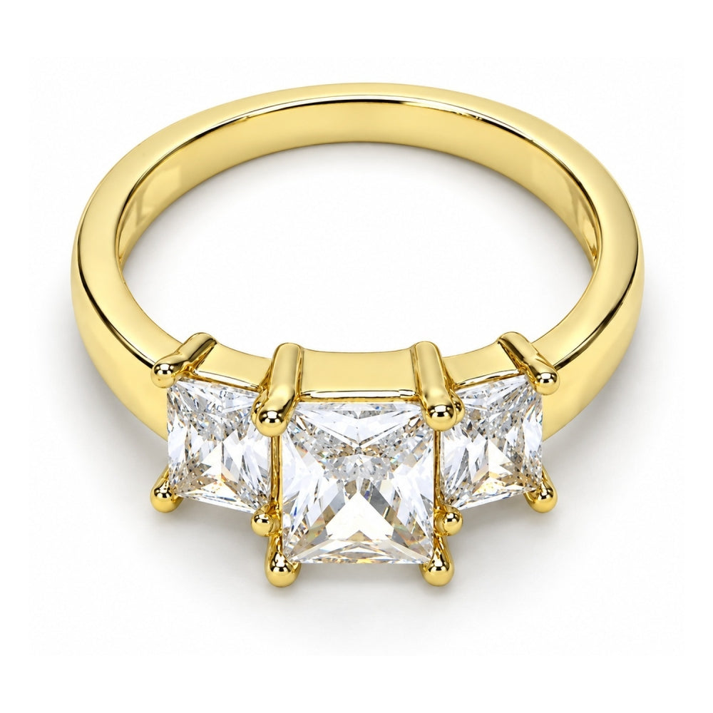 Oro Laminado Multi Stone Ring, Gold Filled Style with White Cubic Zirconia, Polished, Golden Finish