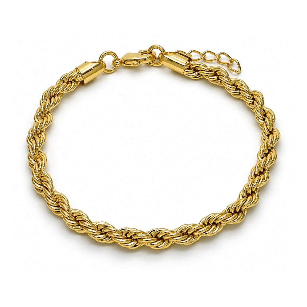 Oro Laminado Basic Bracelet, Gold Filled Style Rope Design, Polished, Golden Finish