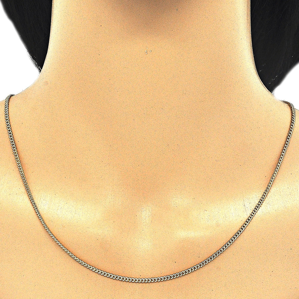 Oro Laminado Basic Necklace, Gold Filled Style Miami Cuban Design, Polished, Golden Finish
