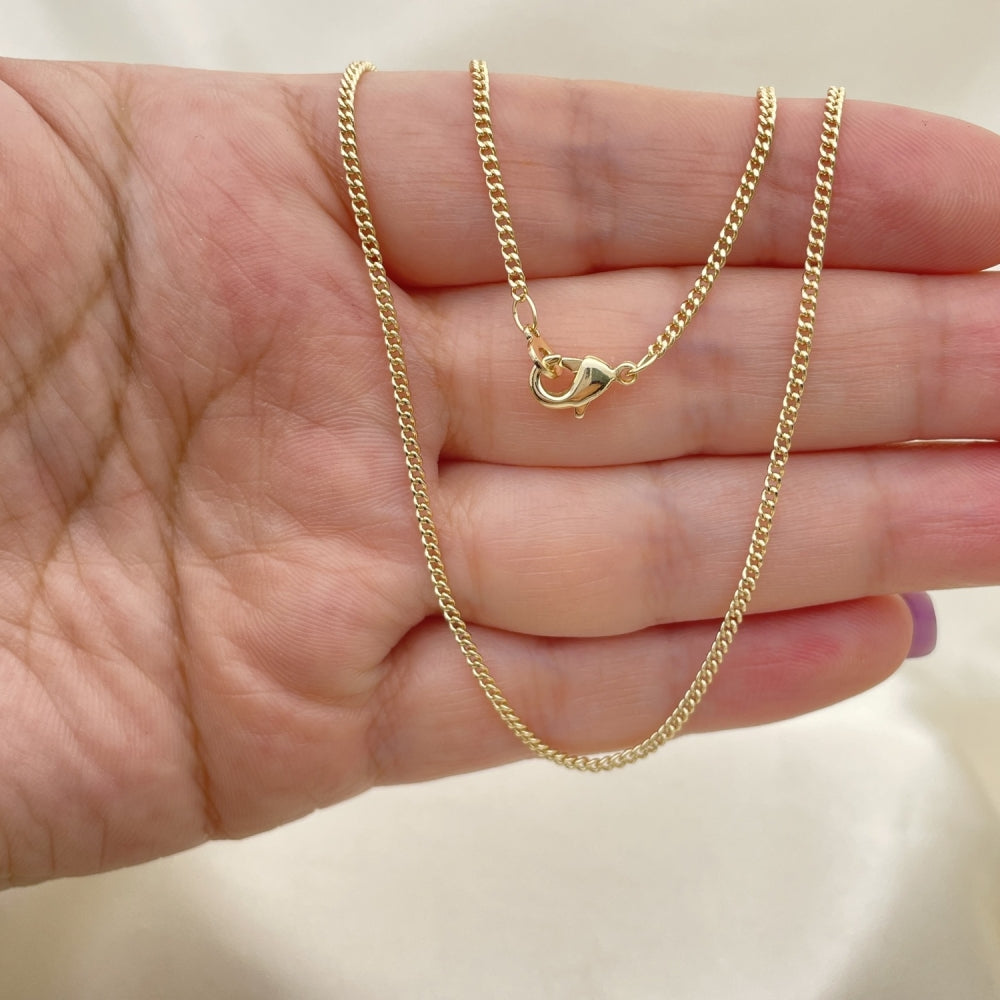 Oro Laminado Basic Necklace, Gold Filled Style Miami Cuban Design, Polished, Golden Finish