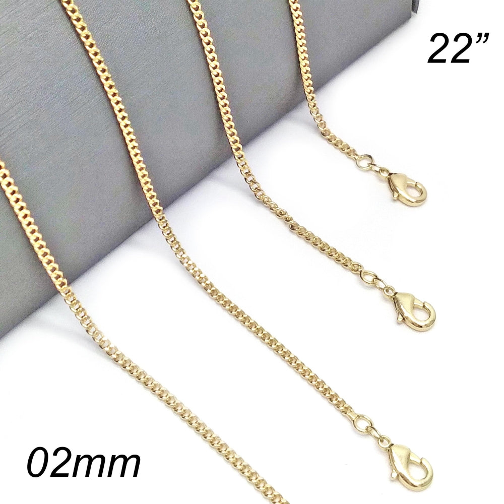 Oro Laminado Basic Necklace, Gold Filled Style Miami Cuban Design, Polished, Golden Finish