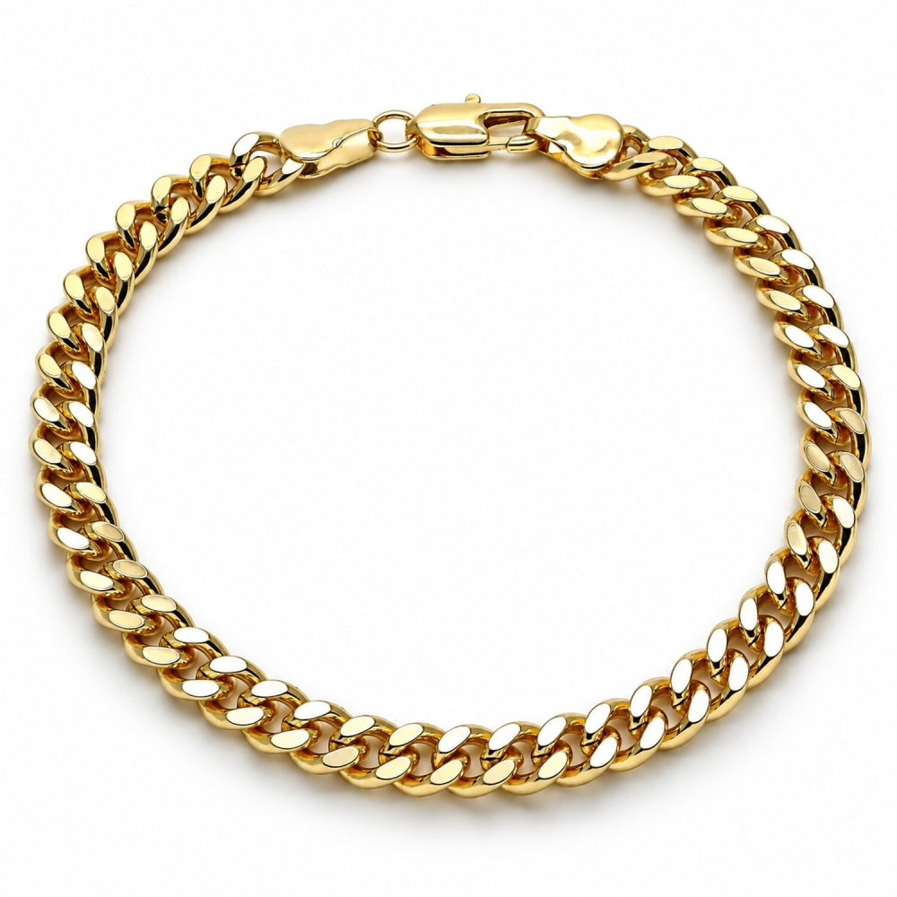 Oro Laminado Basic Bracelet, Gold Filled Style Miami Cuban Design, Polished, Golden Finish
