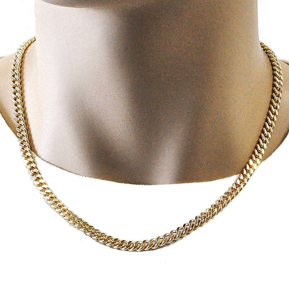 Oro Laminado Basic Necklace, Gold Filled Style Miami Cuban Design, Polished, Golden Finish