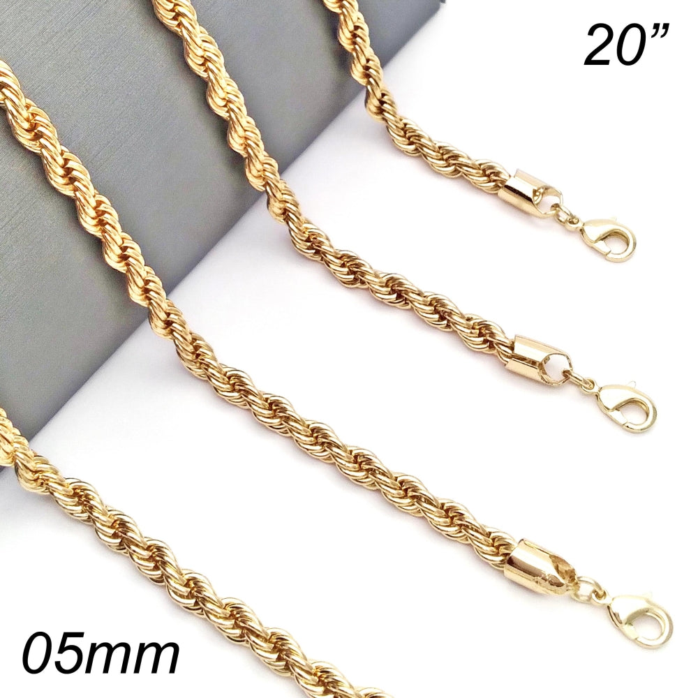 Oro Laminado Basic Necklace, Gold Filled Style Rope Design, Polished, Golden Finish