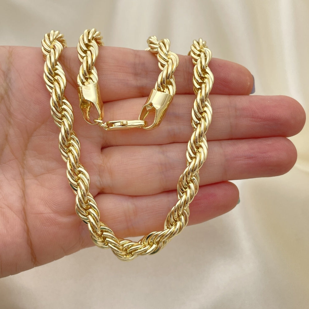 Oro Laminado Basic Necklace, Gold Filled Style Rope Design, Polished, Golden Finish