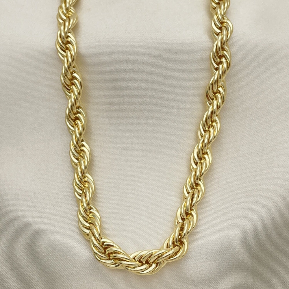 Oro Laminado Basic Necklace, Gold Filled Style Rope Design, Polished, Golden Finish