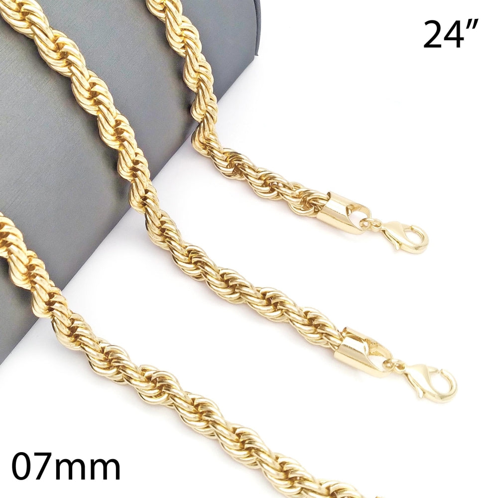 Oro Laminado Basic Necklace, Gold Filled Style Rope Design, Polished, Golden Finish