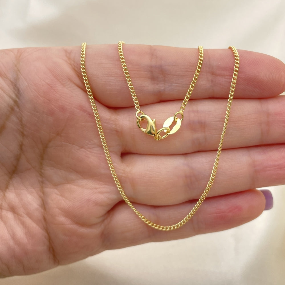 Oro Laminado Basic Necklace, Gold Filled Style Miami Cuban Design, Polished, Golden Finish