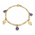 Oro Laminado Charm Bracelet, Gold Filled Style Hand of God and Evil Eye Design, Polished, Golden Finish