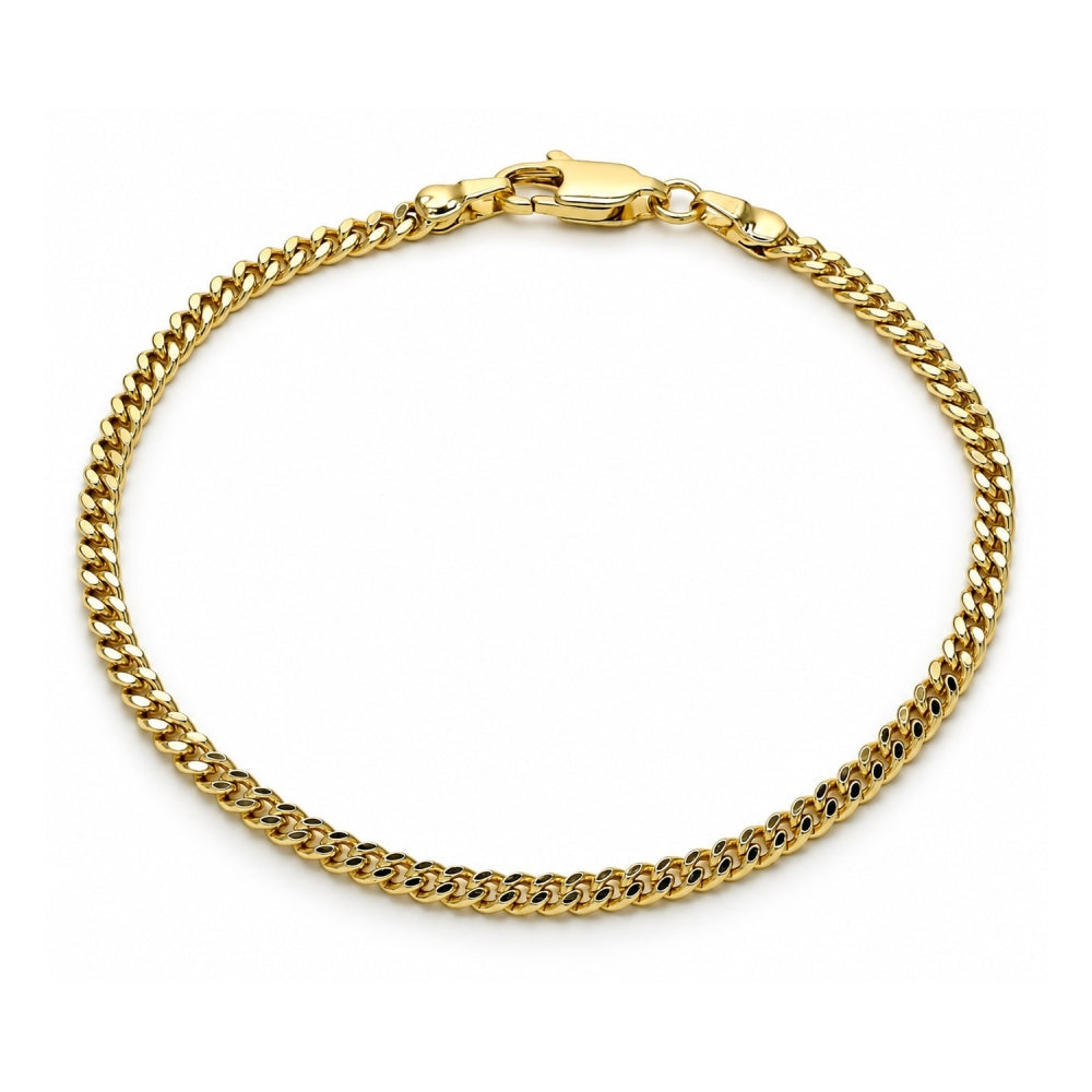 Oro Laminado Basic Bracelet, Gold Filled Style Miami Cuban Design, Polished, Golden Finish