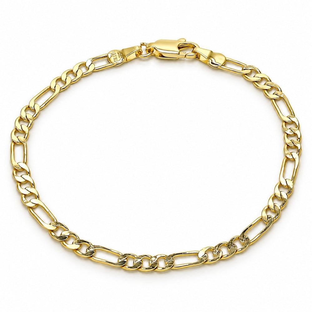Oro Laminado Basic Bracelet, Gold Filled Style Figaro Design, Polished, Golden Finish