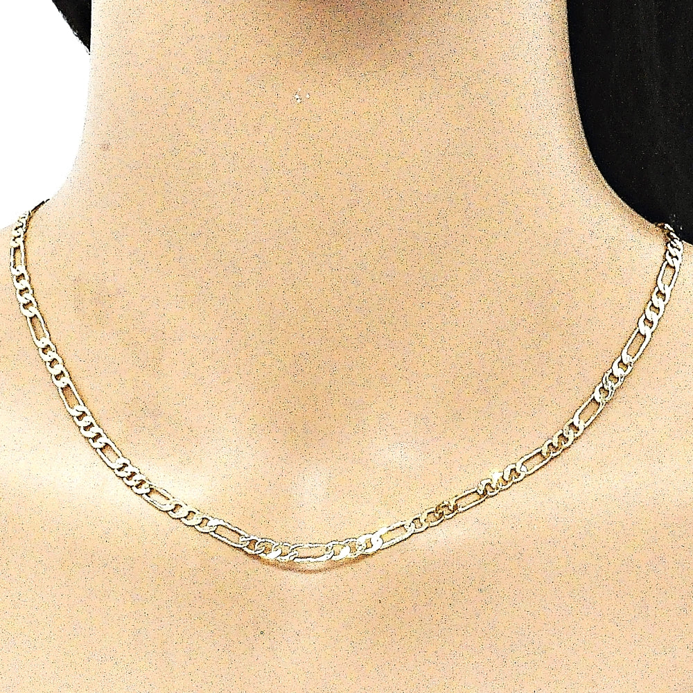 Oro Laminado Basic Necklace, Gold Filled Style Figaro Design, Polished, Golden Finish