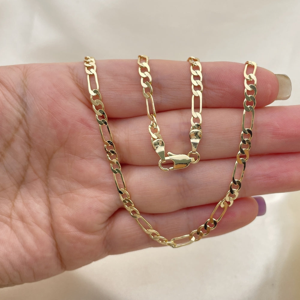 Oro Laminado Basic Necklace, Gold Filled Style Figaro Design, Polished, Golden Finish