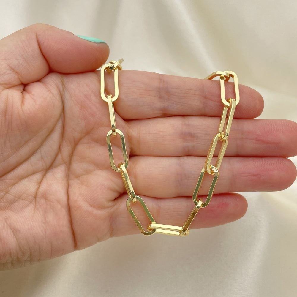 Oro Laminado Basic Necklace, Gold Filled Style Paperclip Design, Polished, Golden Finish