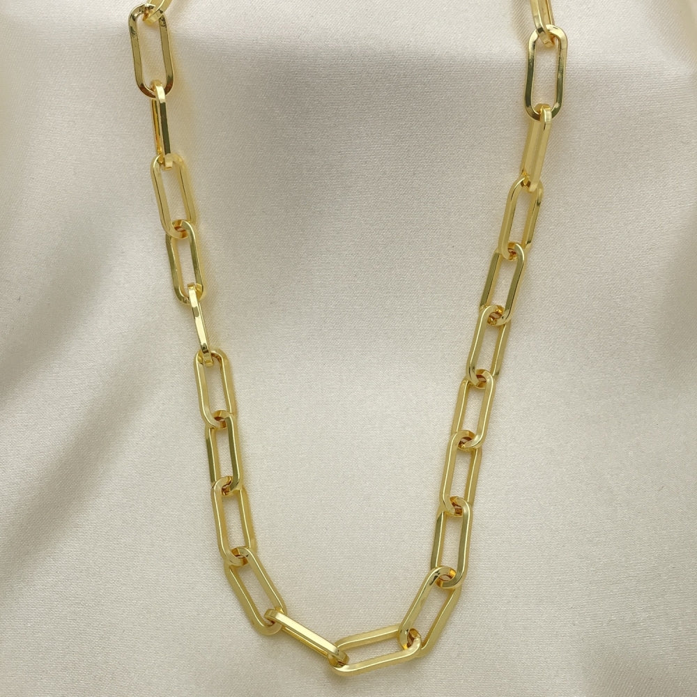 Oro Laminado Basic Necklace, Gold Filled Style Paperclip Design, Polished, Golden Finish