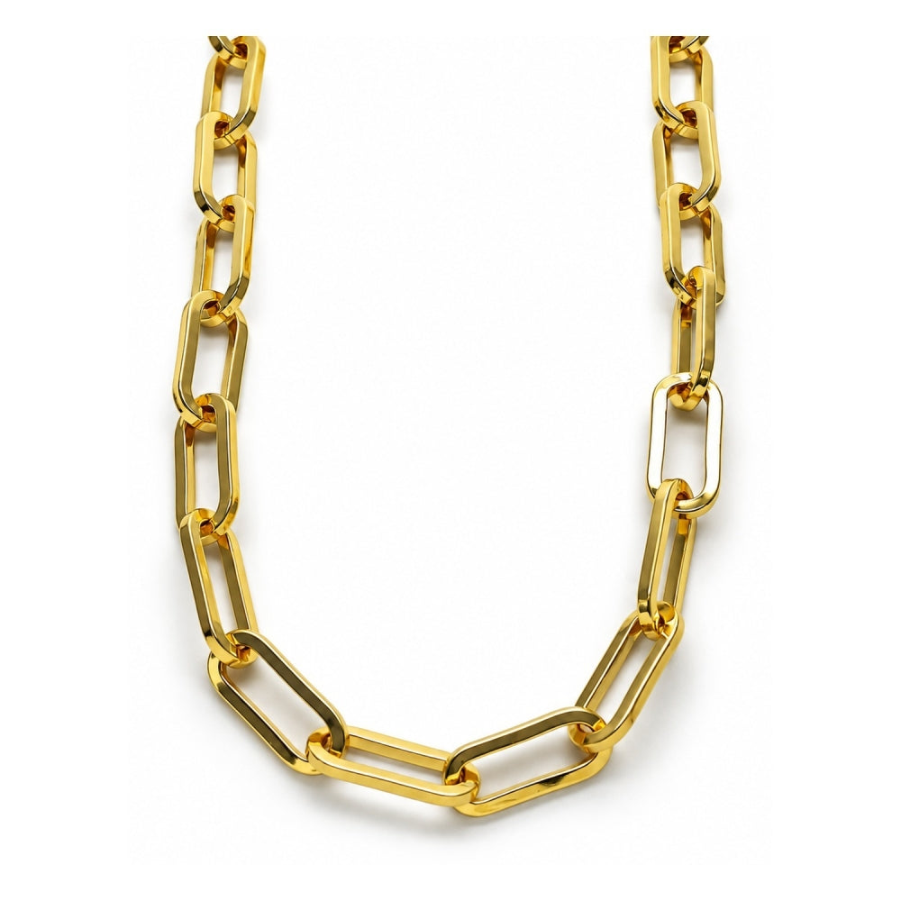 Oro Laminado Basic Necklace, Gold Filled Style Paperclip Design, Polished, Golden Finish