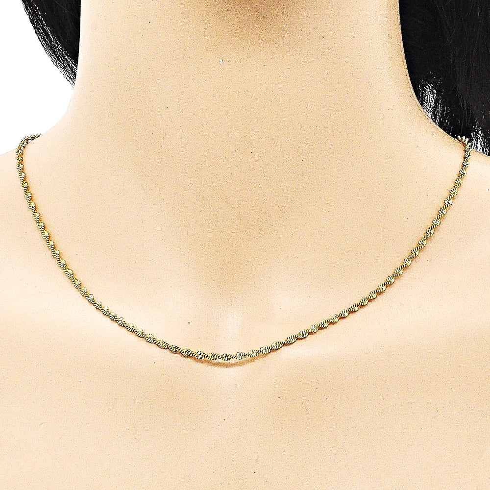 Oro Laminado Basic Necklace, Gold Filled Style Rope Design, Polished, Golden Finish
