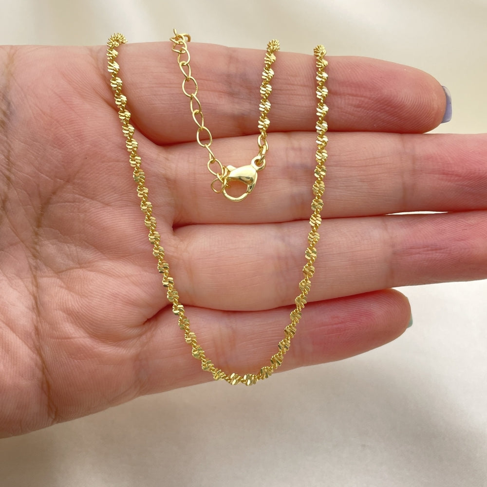 Oro Laminado Basic Necklace, Gold Filled Style Rope Design, Polished, Golden Finish