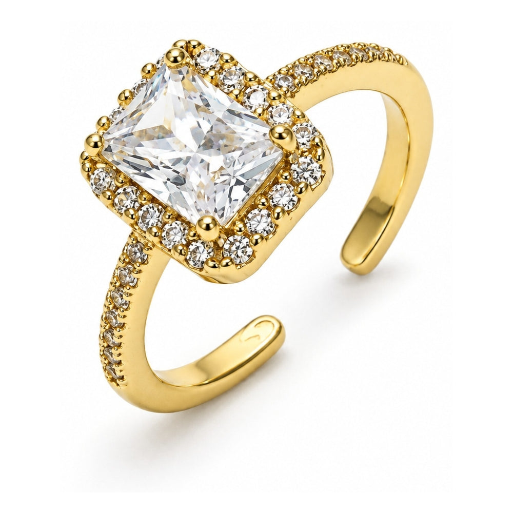 Oro Laminado Multi Stone Ring, Gold Filled Style with White Cubic Zirconia and White Micro Pave, Polished, Golden Finish