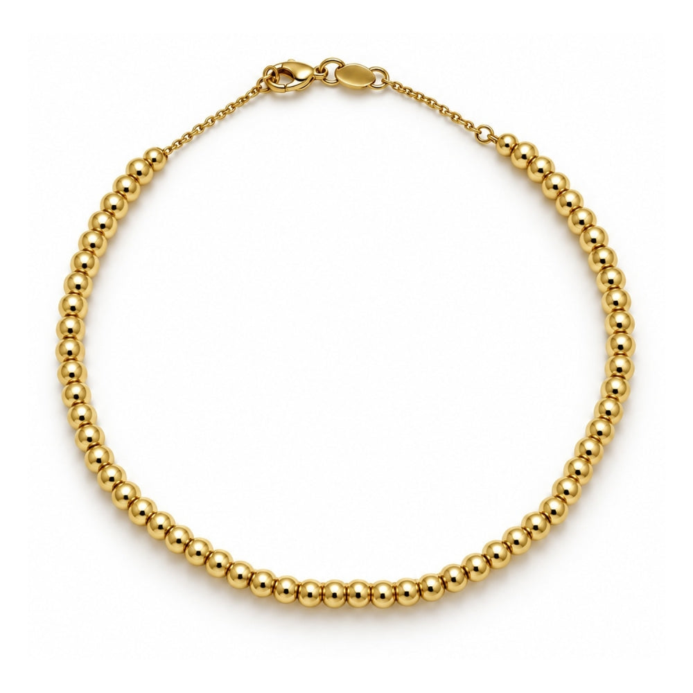 Oro Laminado Fancy Anklet, Gold Filled Style Ball and Box Design, Polished, Golden Finish