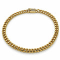 Oro Laminado Basic Anklet, Gold Filled Style Miami Cuban Design, with White Micro Pave, Polished, Golden Finish