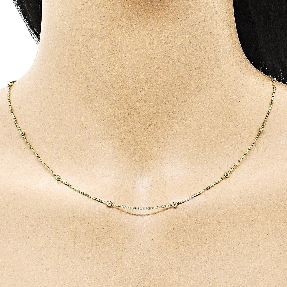 Oro Laminado Basic Necklace, Gold Filled Style Ball Design, Polished, Golden Finish