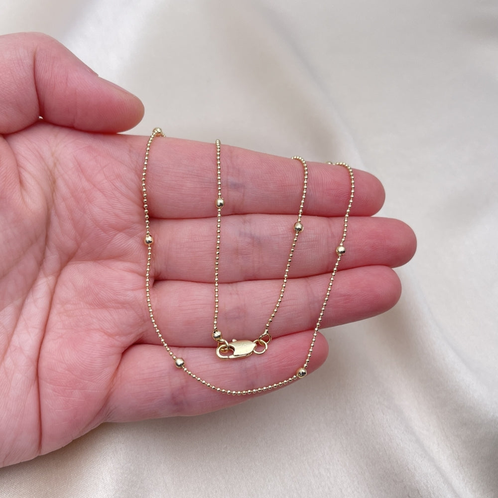 Oro Laminado Basic Necklace, Gold Filled Style Ball Design, Polished, Golden Finish