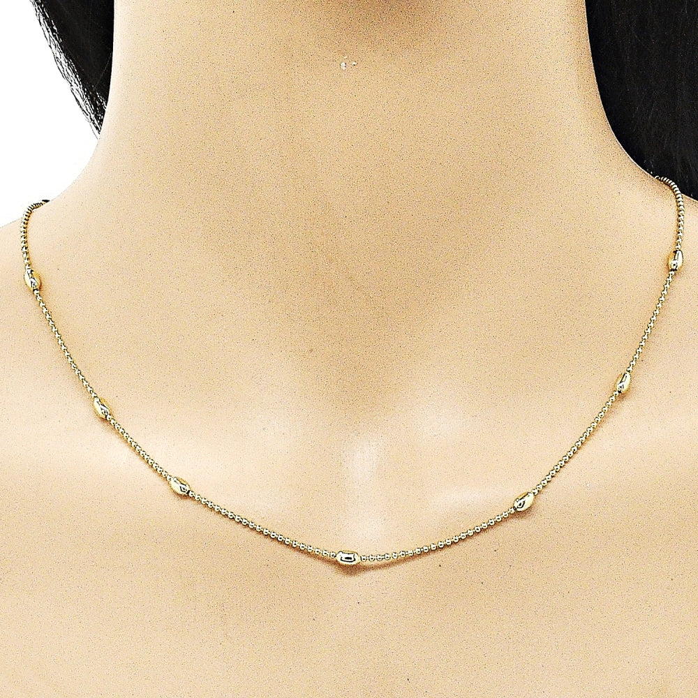 Oro Laminado Basic Necklace, Gold Filled Style Ball Design, Polished, Golden Finish