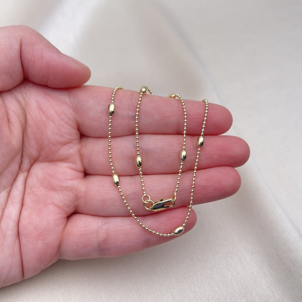 Oro Laminado Basic Necklace, Gold Filled Style Ball Design, Polished, Golden Finish