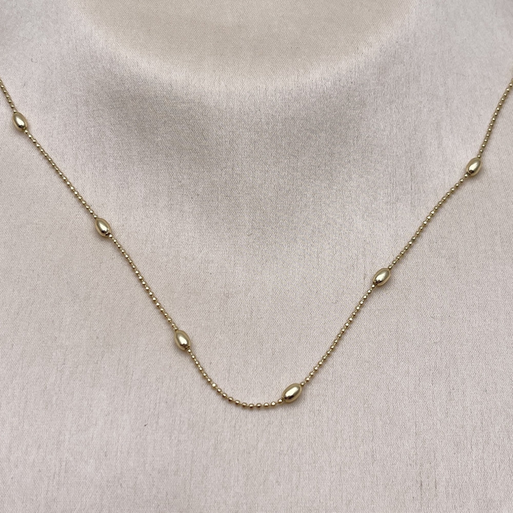 Oro Laminado Basic Necklace, Gold Filled Style Ball Design, Polished, Golden Finish