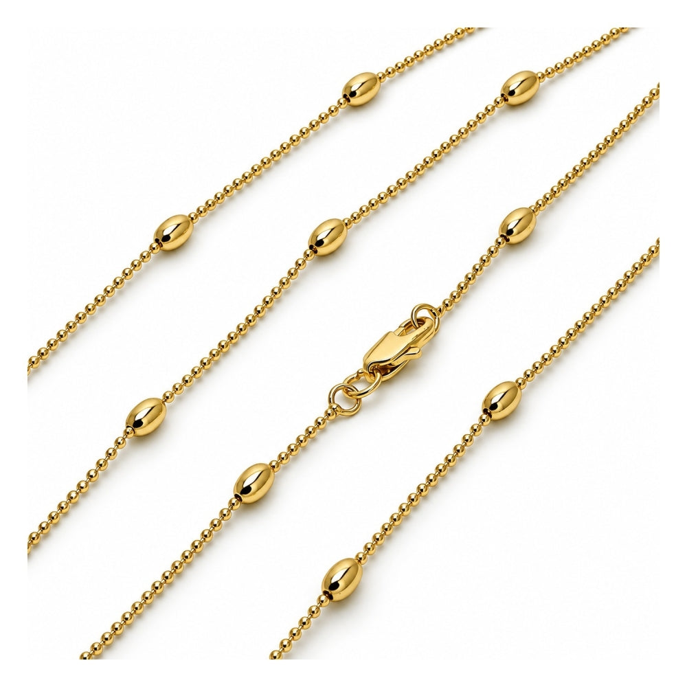 Oro Laminado Basic Necklace, Gold Filled Style Ball Design, Polished, Golden Finish