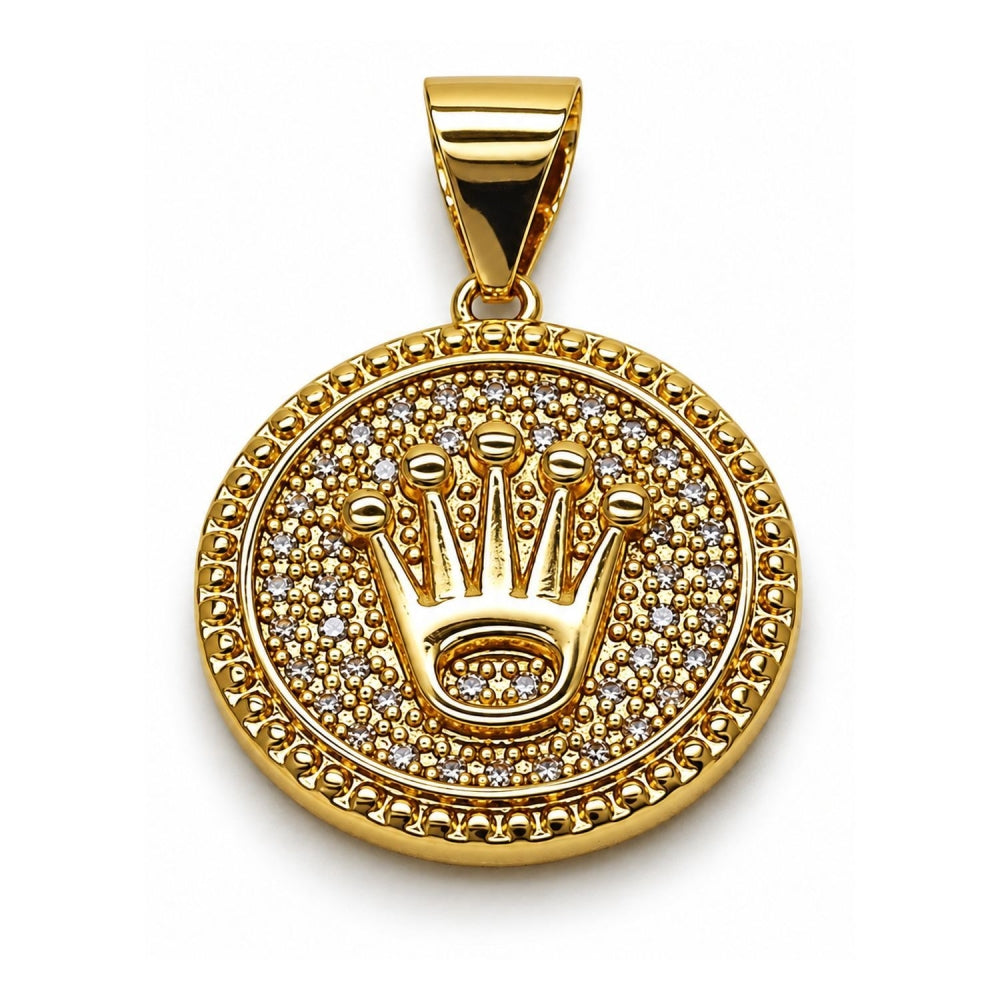 Oro Laminado Fancy Pendant, Gold Filled Style with White Cubic Zirconia, Polished, Golden Finish