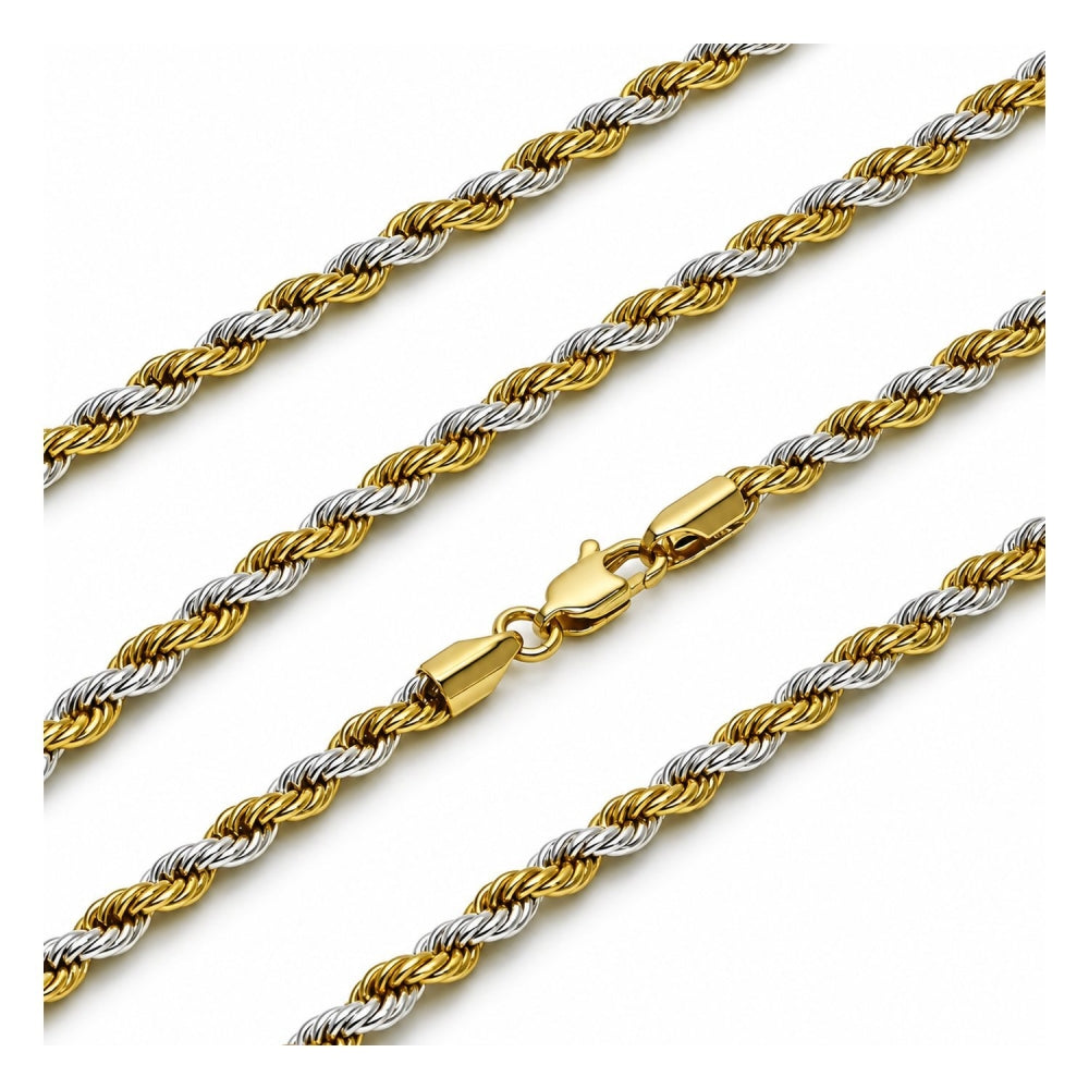 Oro Laminado Basic Necklace, Gold Filled Style Rope Design, Polished, Two Tone