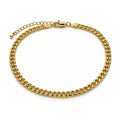 Oro Laminado Basic Anklet, Gold Filled Style Miami Cuban Design, Polished, Golden Finish