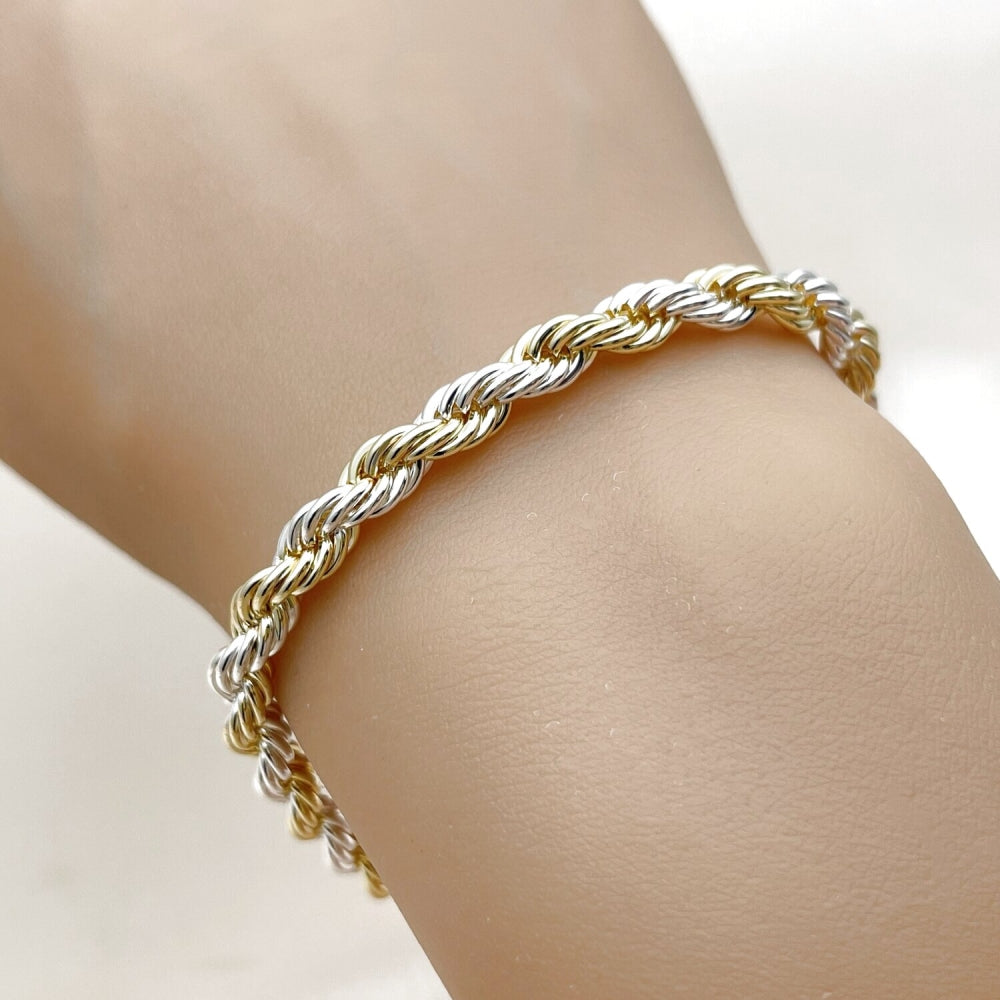 Oro Laminado Basic Bracelet, Gold Filled Style Rope Design, Polished, Two Tone