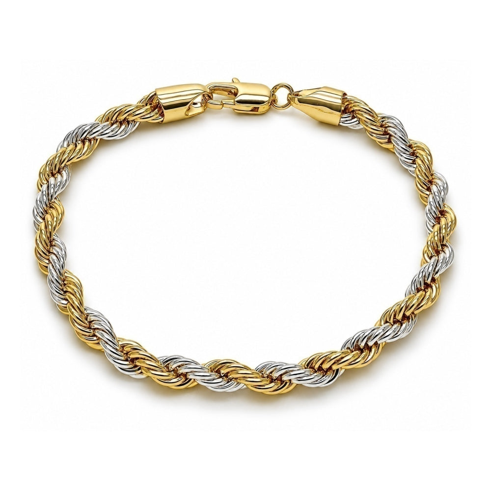 Oro Laminado Basic Bracelet, Gold Filled Style Rope Design, Polished, Two Tone