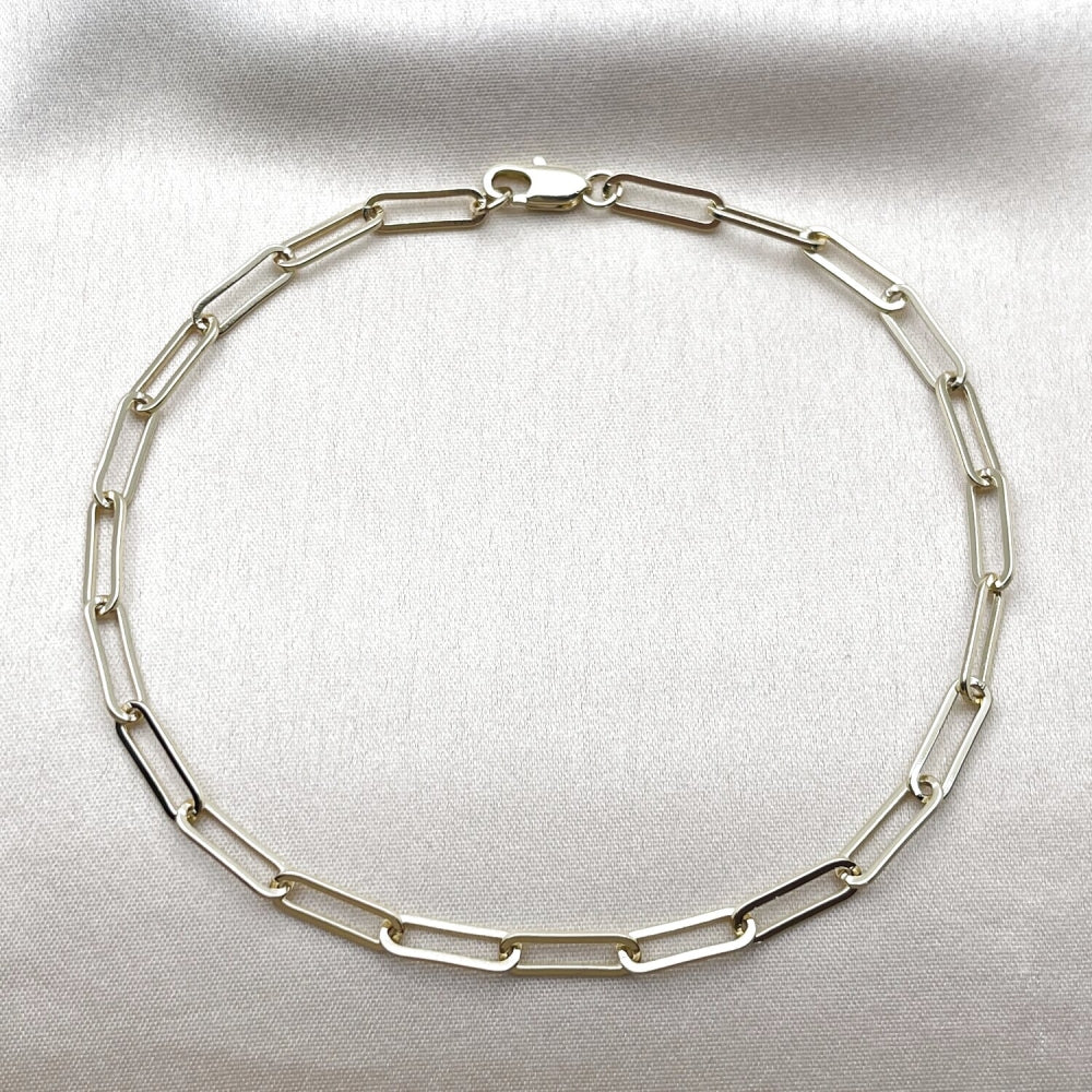 Oro Laminado Fancy Anklet, Gold Filled Style Paperclip Design, Polished, Golden Finish