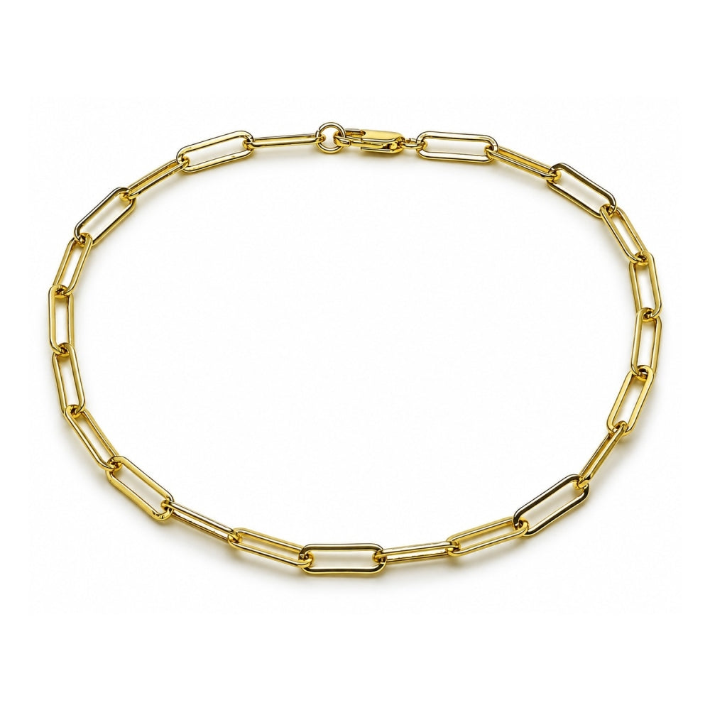 Oro Laminado Fancy Anklet, Gold Filled Style Paperclip Design, Polished, Golden Finish