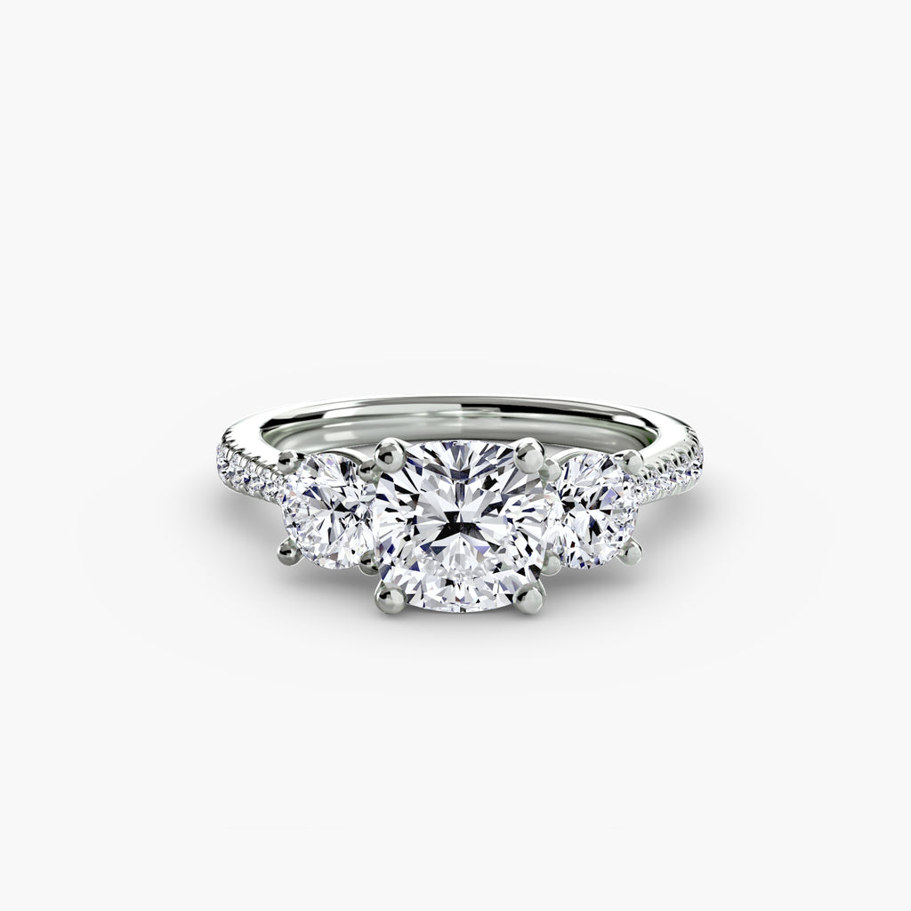 Three-Stone Pave Ring engagement ring setting by Palermo Havana and Co.