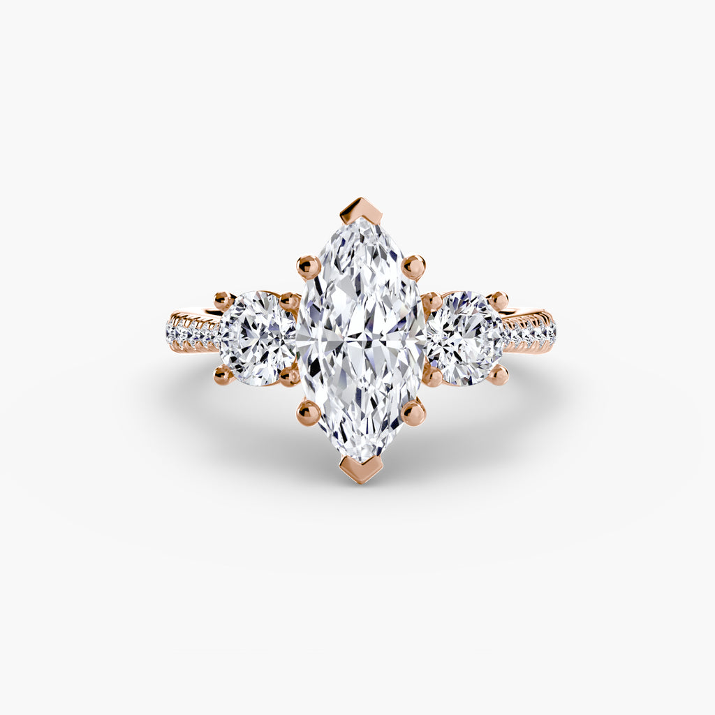 Three-Stone Pavé Ring engagement ring setting by Palermo Havana & Co.