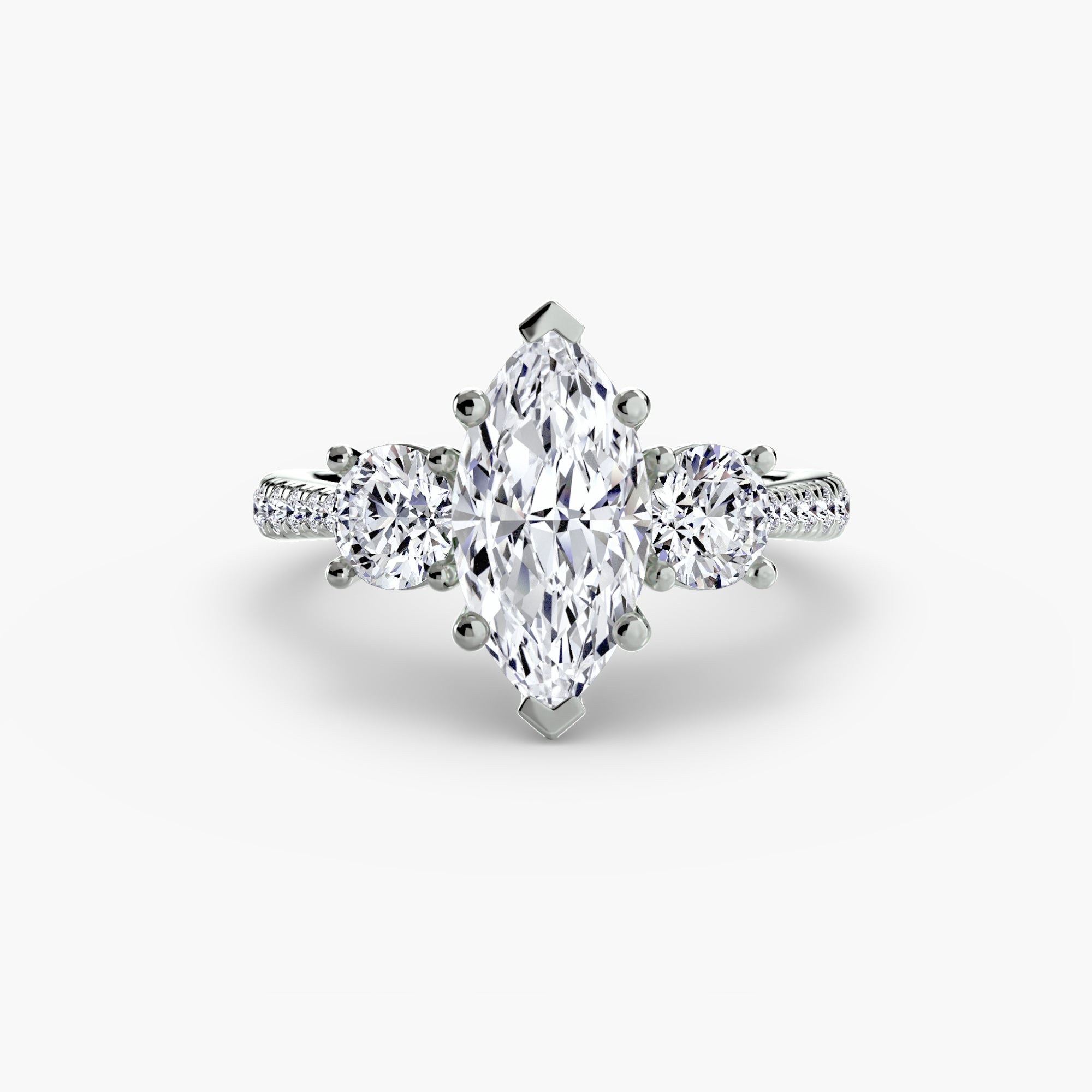 Three-Stone Pavé Ring engagement ring setting by Palermo Havana & Co.