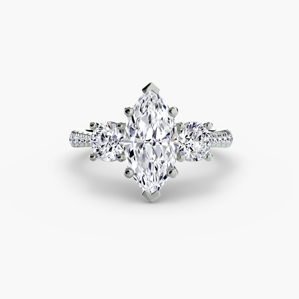 Three-Stone Pavé Ring engagement ring setting by Palermo Havana & Co.