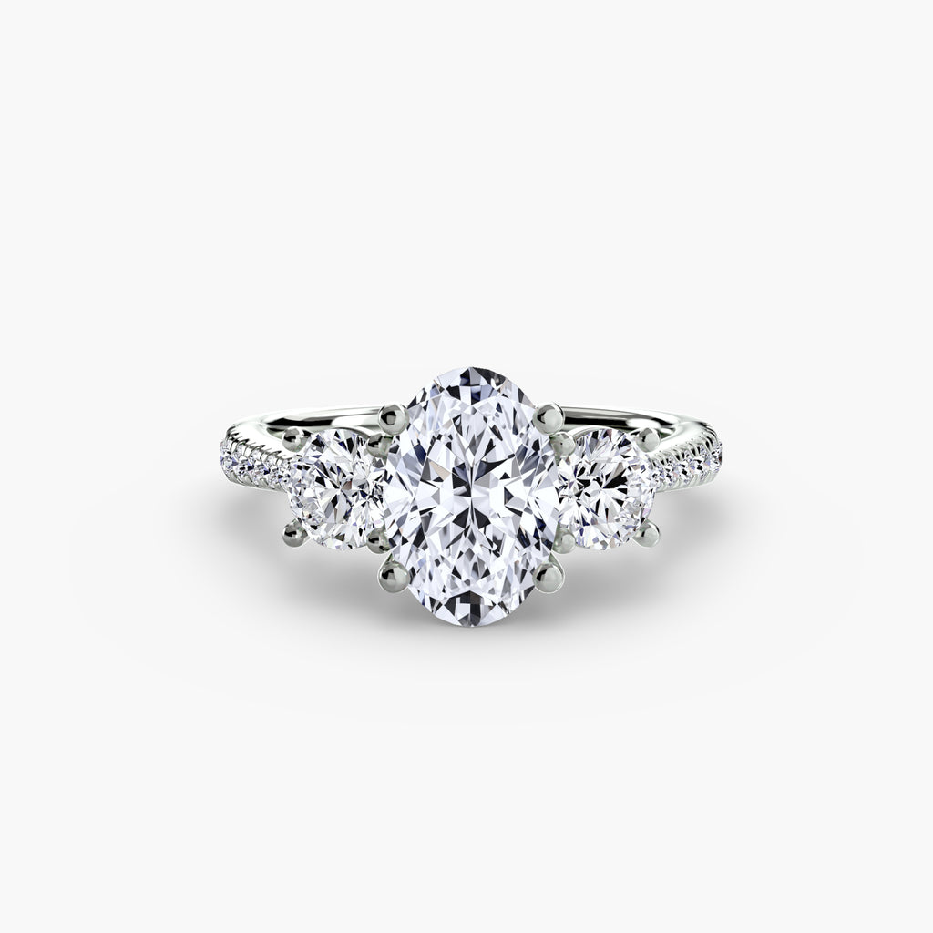 Three-Stone Pave Ring engagement ring setting by Palermo Havana and Co.
